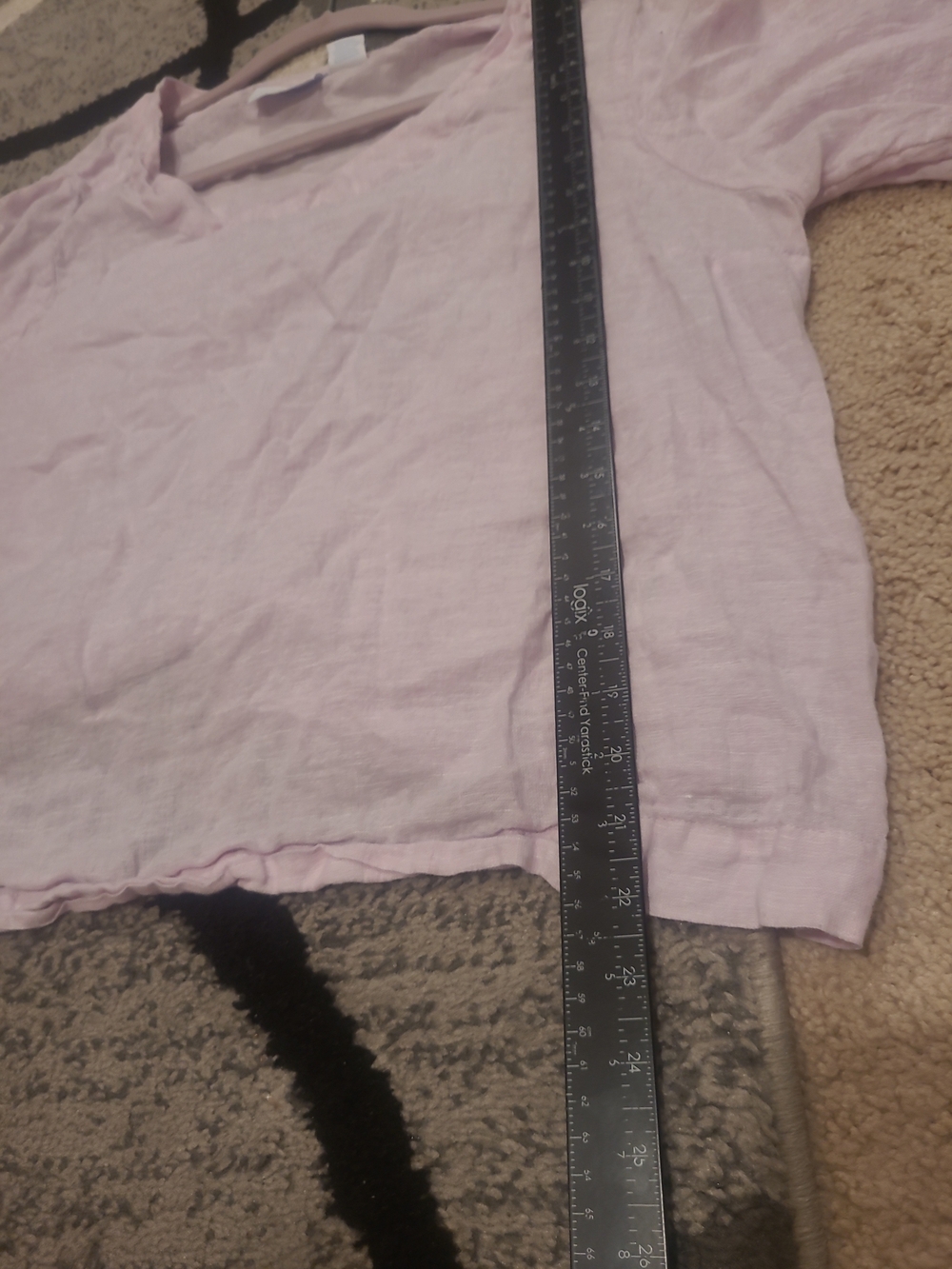 Martha Stewart Collection 100% Linen Blouse Size Xl Pink Purple 3/4 Sleeves Slit - Picture 10 of 12